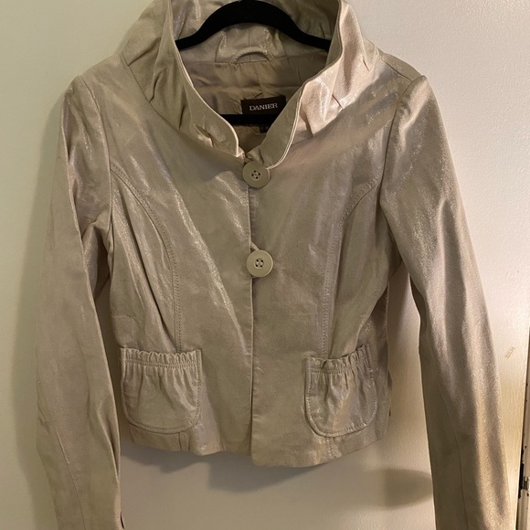 Danier leather off white sparkly jacket - Picture 2 of 6